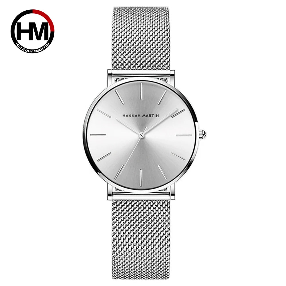 Hannah Martin Women's Quartz Watch Steel Mesh Band 36mm Slim