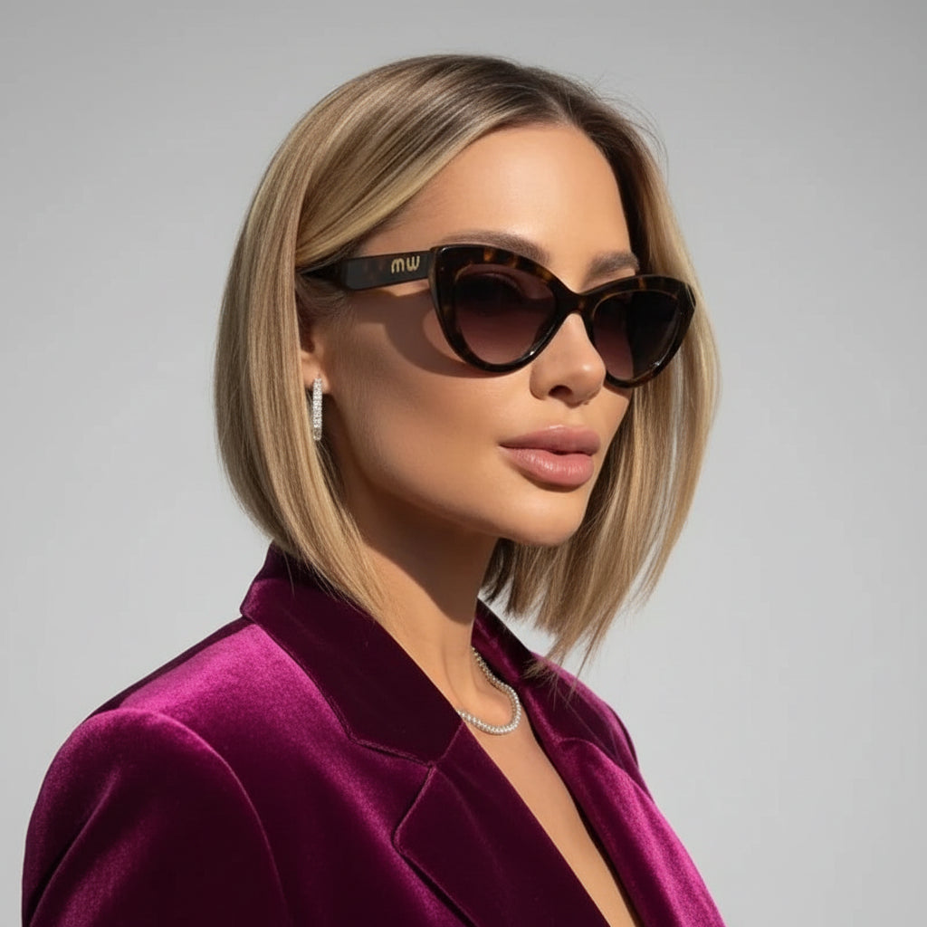 Luxury Eyewear Gradient Anti-reflective Light Vintage Cat Eyes Sunglasses UV400 mbzr
