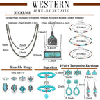 Turquoise Bohemian Jewelry Set Navajo Pearl Beaded Necklace Turquoise Earrings Bracelet mbzr