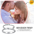 2pcs Couples Men Women Polish Stainless Steel "His Only""Her One" Bracelet Chain