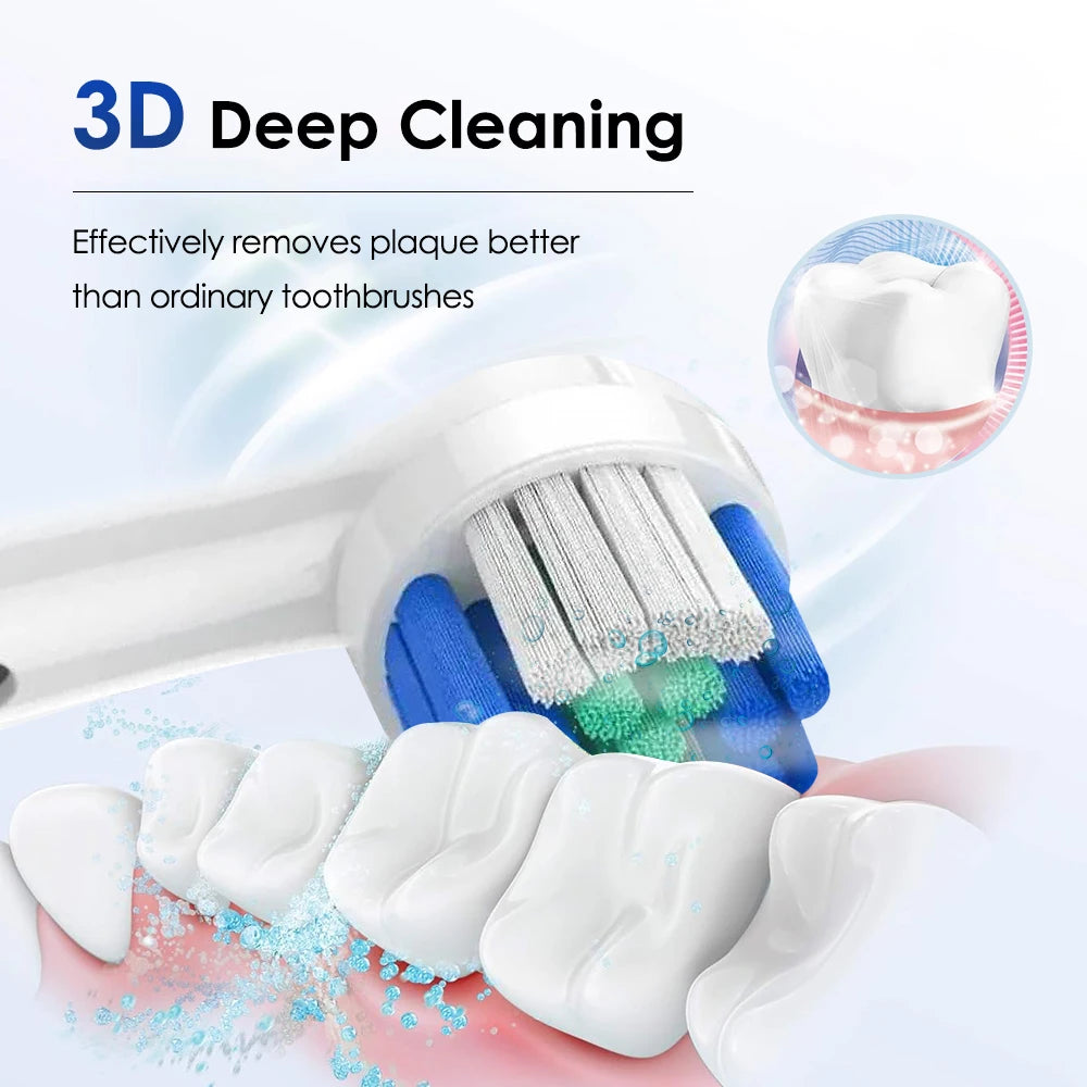 Electric Smart Rotating Timing Toothbrush, Rechargeable Rotary Toothbrush with 4 Heads, 5 Modes Setting Teeth Whitening Oral Car mbzr