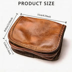 Genuine Leather Retro Zipper Coin Purse Card Holder Storage Bag Wallet Key Bag for Men and Women