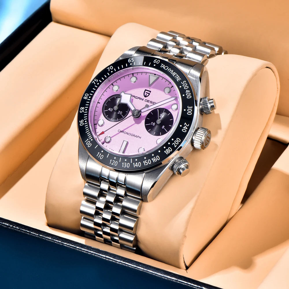 PAGANI DESIGN Men Watches New Pink BB Panda Dial Chronograph Fashion Luxury Quartz Watch For Men VK64 Movt Waterproof Watch 2026