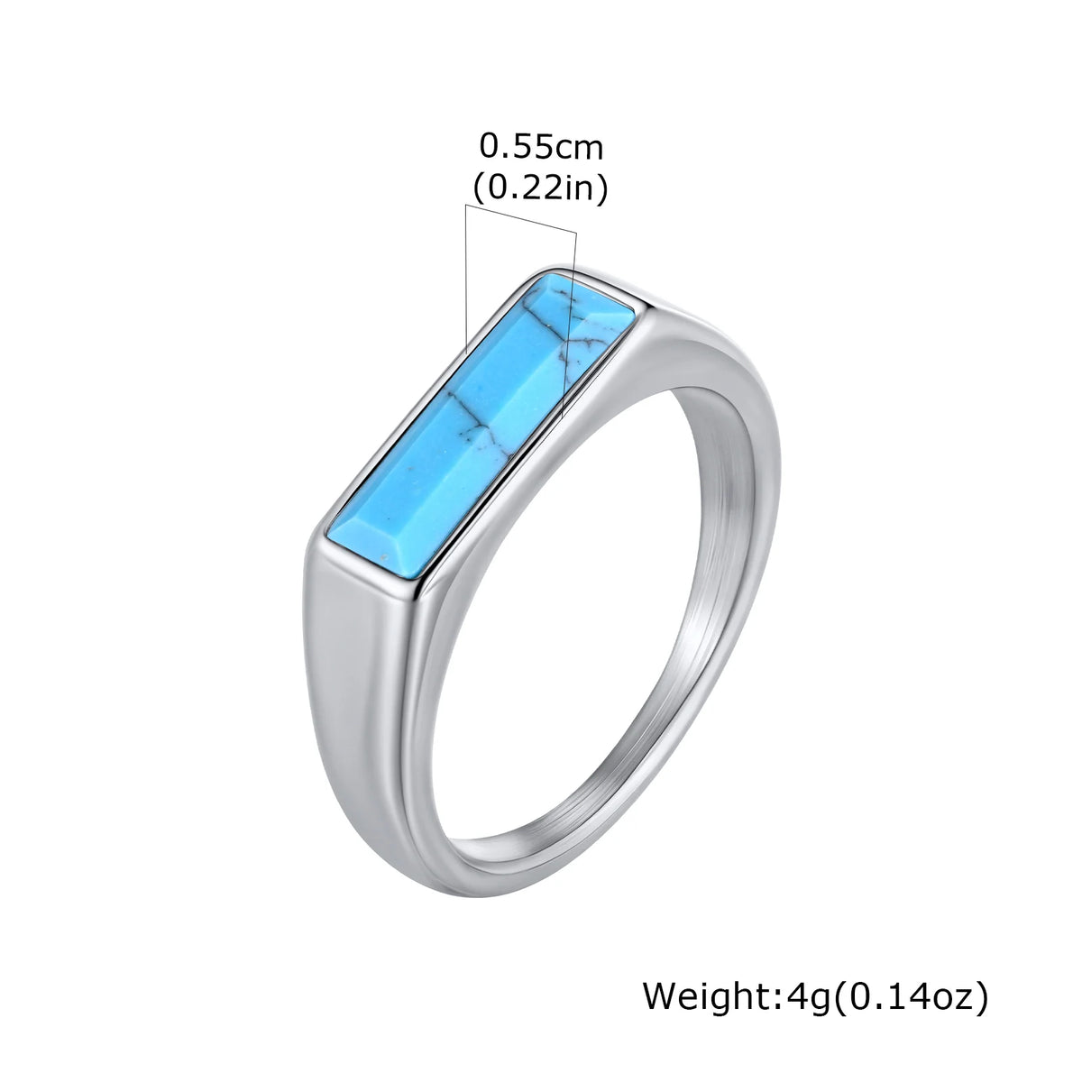 Vintage Stylish Natural Stone Turquoise Ring Waterproof Stainless Steel Signet Ring Vintage