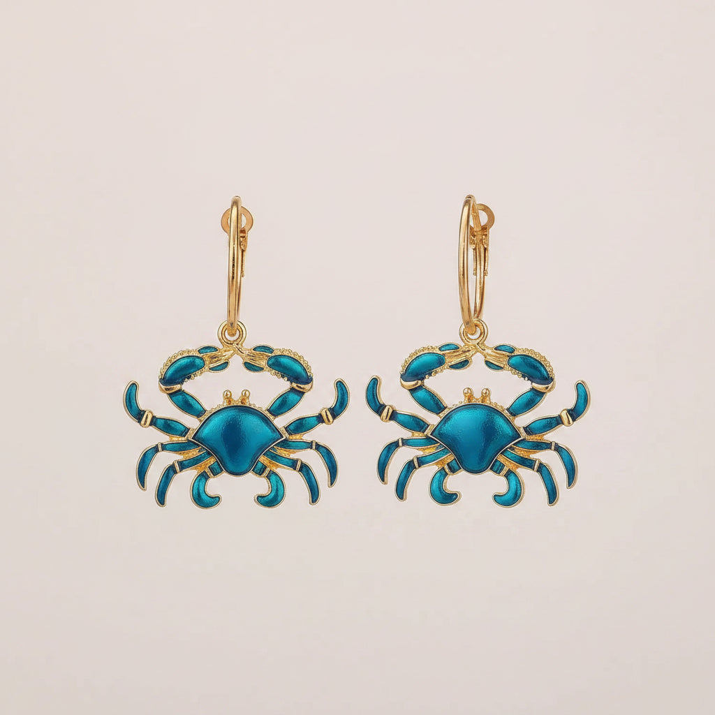 Beach Ocean Vacation Style Exaggerated Alloy Crab Pendant Earrings Personalized Earrings for Women mbzr