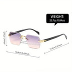 Rimless Rectangle Sunglasses for Women and Men – Fashion Small Square Frameless Shades, Summer Travel UV400 Protection Eyewear, Classic Unisex Oculos mbzr