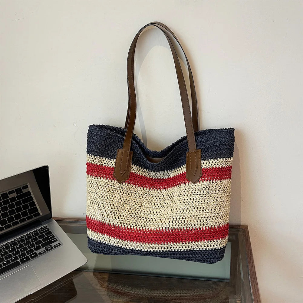 MOJOYCE Straw Shoulder Bag Large Capacity Summer Beach Crossbody Bag mbzr