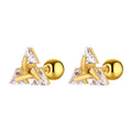 Vnox Stylish Triangle Stud Earrings for Men Women, AAA CZ Stone Unisex Ear Clip Jewelry, Rock Punk Vintage Accessory