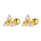 Vnox Stylish Triangle Stud Earrings for Men Women, AAA CZ Stone Unisex Ear Clip Jewelry, Rock Punk Vintage Accessory