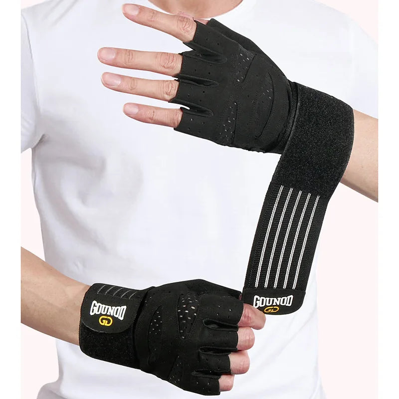GOUNOD Weightlifting Gloves Wristband Support Breathable Anti-Slip Sports Gym Gloves Bodybuilding Powerlifting Fitness Training mbzr