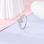 MULA Wedding Band Rings for Women Man 925 Sterling Silver Evil Eye Hand Celtic Knot Four-Leaf Clover Ring Stackable Jewelry Gift