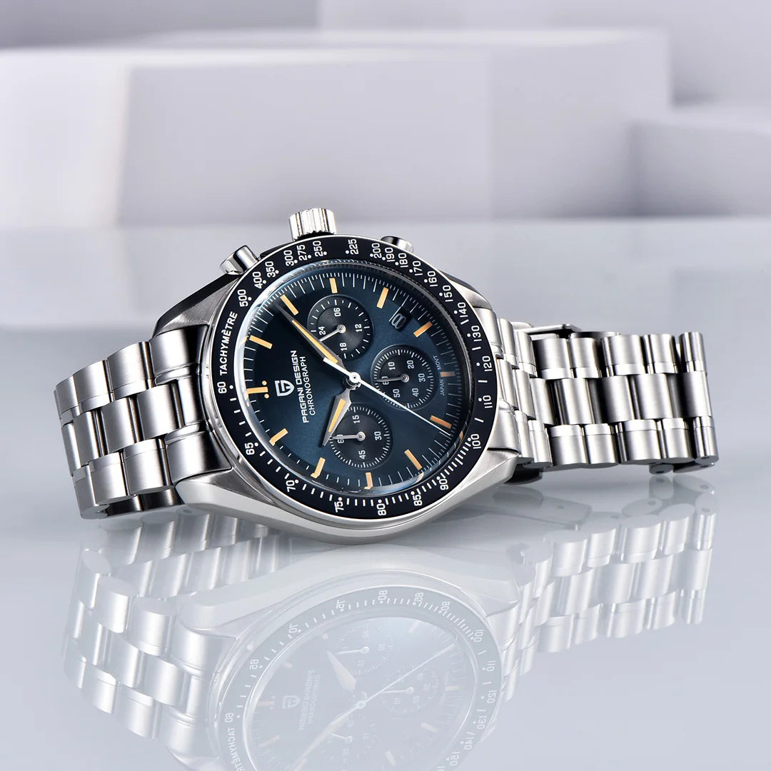 PAGANI DESIGN 2026 New Moon Watch Retro Luxury Quartz Watches For Men Stainless steel Luminous waterproof Sport Chronograph Man