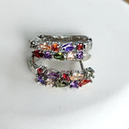 Wholesale Slver Color Luxury 925 Sterling Silver Earrings Flash Colorful CZ Zircon Ear Studs Earrings Women Cheap Brincos mbzr