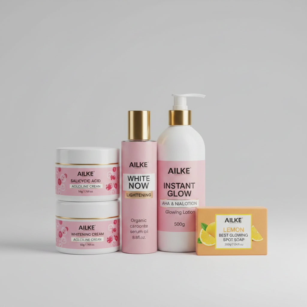 AILKE Natural Skin Brightening Set, Clean Darkness, Acne, Stains, Moisturize, Lightening, Smooth, Improve Rough and Dry Skin mbzr