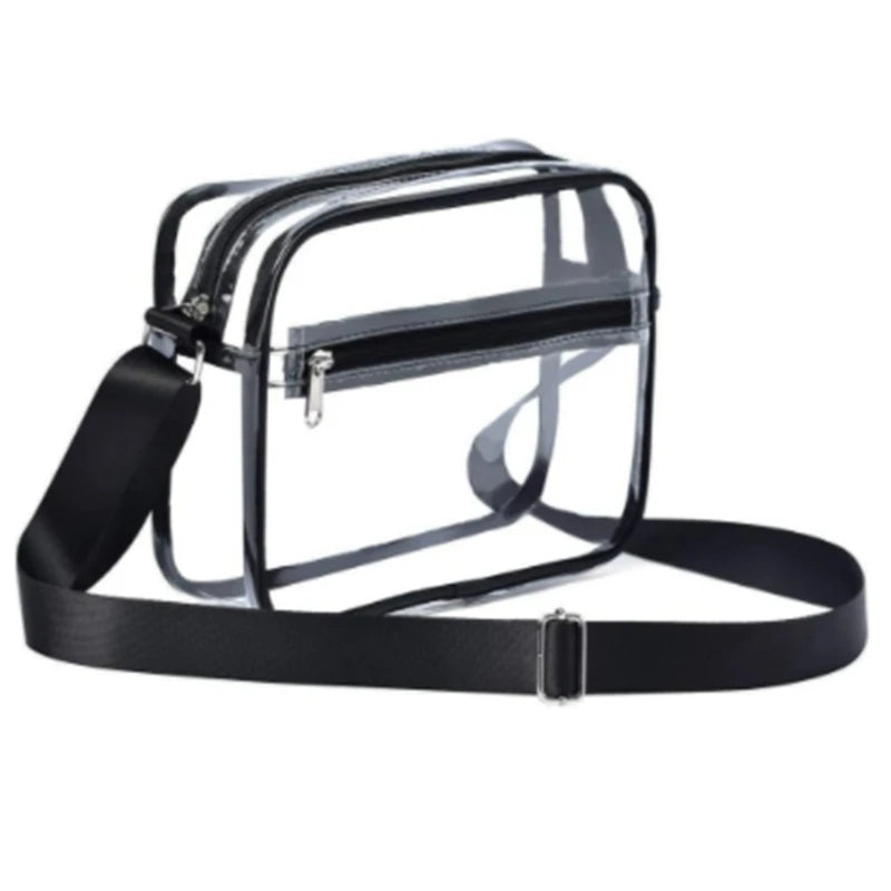 Women Solid Color Clear Transparent Shoulder Bag Front Pocket Casual Crossbody Handbag Purse Simple Mini Daily Shopping Walking Outings mbzr