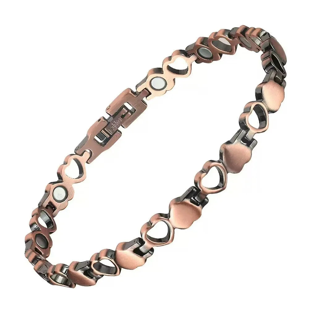 Vintage Copper Magnetic Bracelets for Men and Women Elegant Leaf Heart Bracelet Jewelry