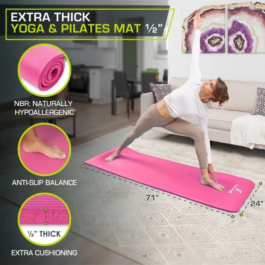 Extra Thick Yoga and Pilates Mat 1 2-inch or 1-inch Thick for Fitness mbzr