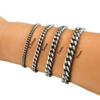 Men's Chunky Stainless Steel Miami Cuban Chain Bracelet Punk Wristband Silver Color Bangle Jewelry Accessory for Foot Hand Chai