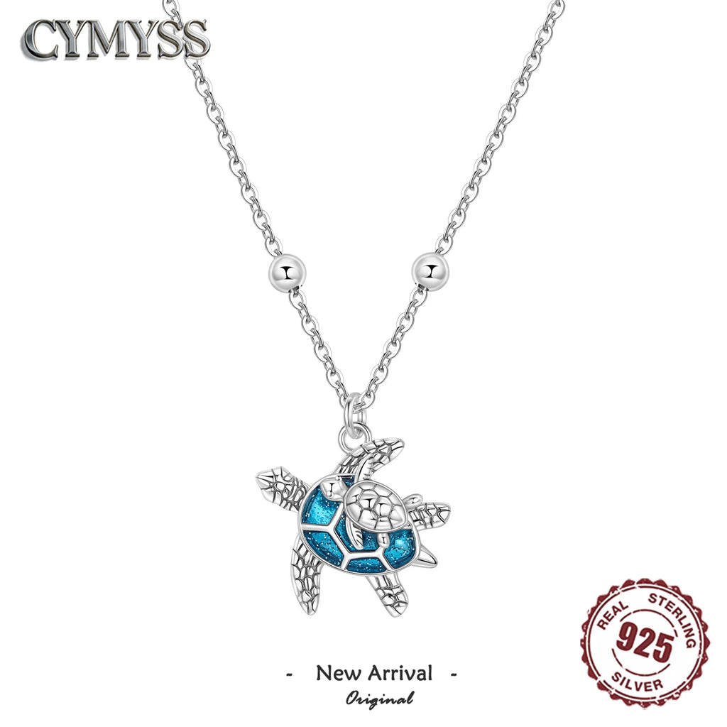 Original 925 Sterling Silver Mother and Baby Turtle Necklace Y-shaped Chain Necklace For Women Memorial Prayer Jewelry Gift 2026 mbzr