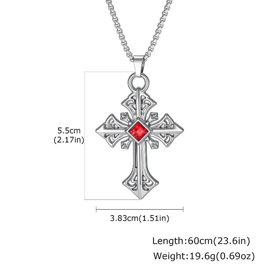 Vnox Gothic Cross Pendant Necklace, Vintage Punk Alloy Cross Chain, Religious Amulet Jewelry Gift for Men Women Hip Hop Necklac