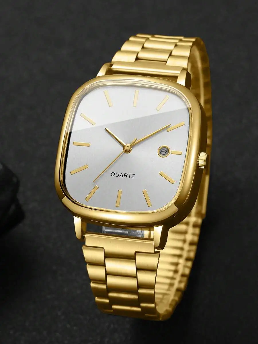 2pcs/Set Fashionable Couple Minimalist Calendar Dial Classic Quartz Wrist Watches, No Watch Box Included