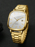 2pcs/Set Fashionable Couple Minimalist Calendar Dial Classic Quartz Wrist Watches, No Watch Box Included