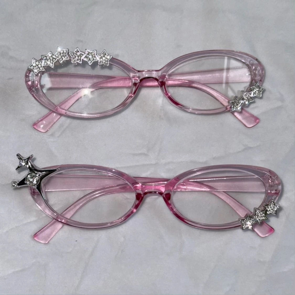 An Abi Y2K millennial retro cute flat pink cat glasses, a street photo artifact, decorative glasses mbzr