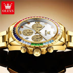 OLEVS 2939 Luxury Quartz Movement Rainbow Di Watch For Men 24-hour Display Minute Timing Single Calendar Window Luminous 30M Waterproof Watch mbzr