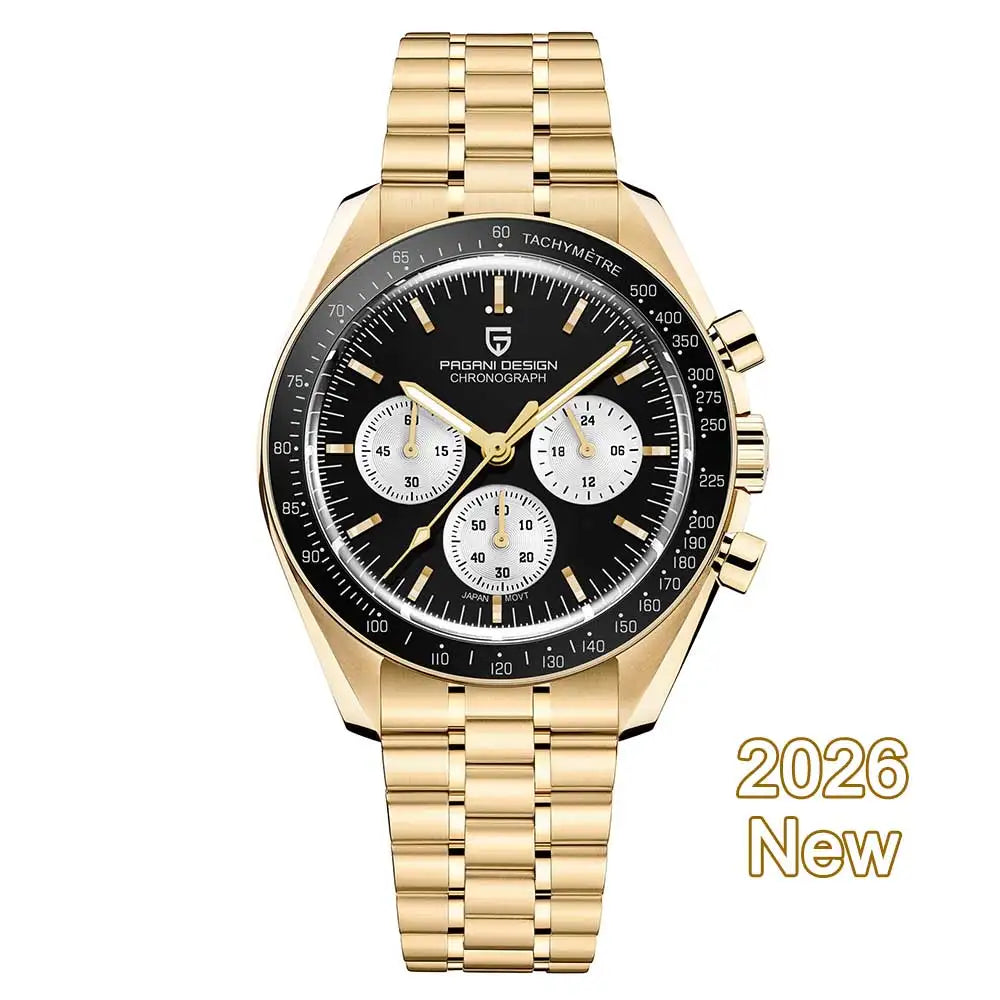 PAGANI DESIGN 2026 New Moon Luxury Quartz Watch For Men Sports Chronograph AR Sapphire crystal Luminous  leisure Wrist watch For Men Local delivery