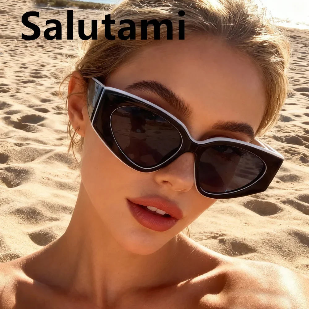 vintage patchwork small cat eye sunglasses women new fashion brand black white gradient sun glasses ladies trendy sexy shades
