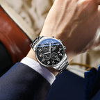 Men's Multifunctional Waterproof Quartz Watch Glow-in-the-dark Hands Chronograph Stopwatch Calendar Available mbzr
