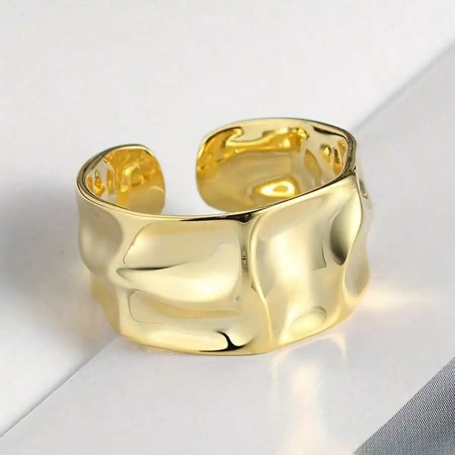 A Vintage Baroque-Style Open-Ended Irregular Ring Women, A Wide-Band Stainless Steel Accessory, A Women, Suitable Vacation/Daily/Holiday Wear SZJF