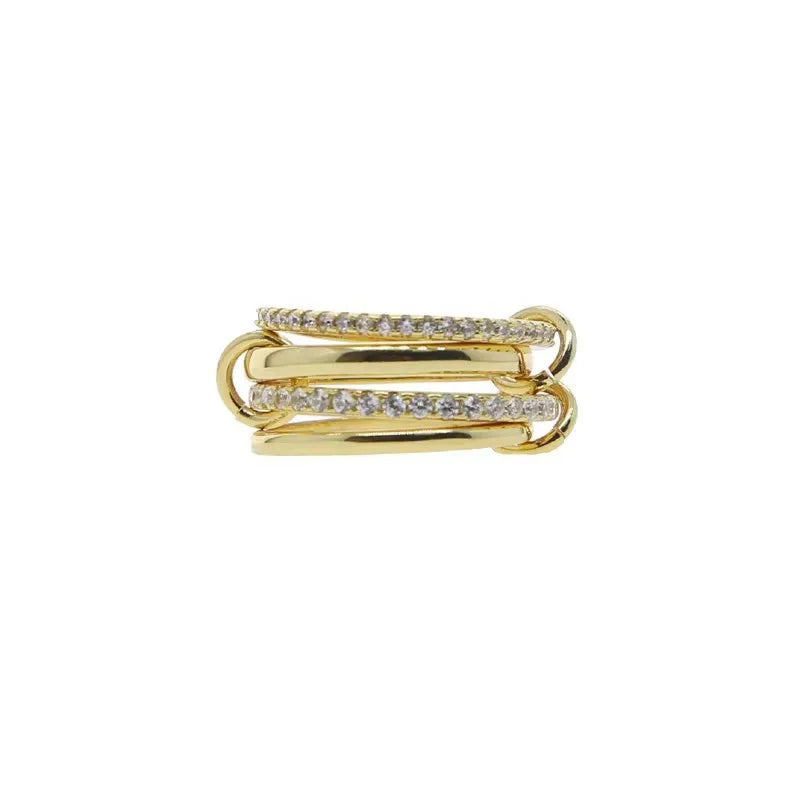 Ring Interlocking Stacked Multi-Layer Stainless Steel Ring Jewelry Copper Zircon Hand Jewelry