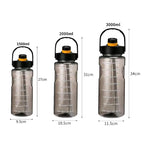 1.5 L/2L/3L Bottled Large Capacity Sports Water Cup Leak-proof with Time Marker and Straw Plastic for Home Outdoor Sports mbzr