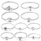 Silver 925 Bracelet Original Bracelets Colorful Zircon Heart Flower Cat Snake Chain For DIY Charms 17-20CM Luxury Jewelry Gifts mbzr