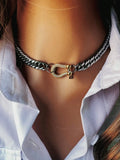 1PC A Women's Stainless Steel Chain Necklace With A Horseshoe Style Buckle, Exquisite and unique Horseshoe Necklace,For Daily W