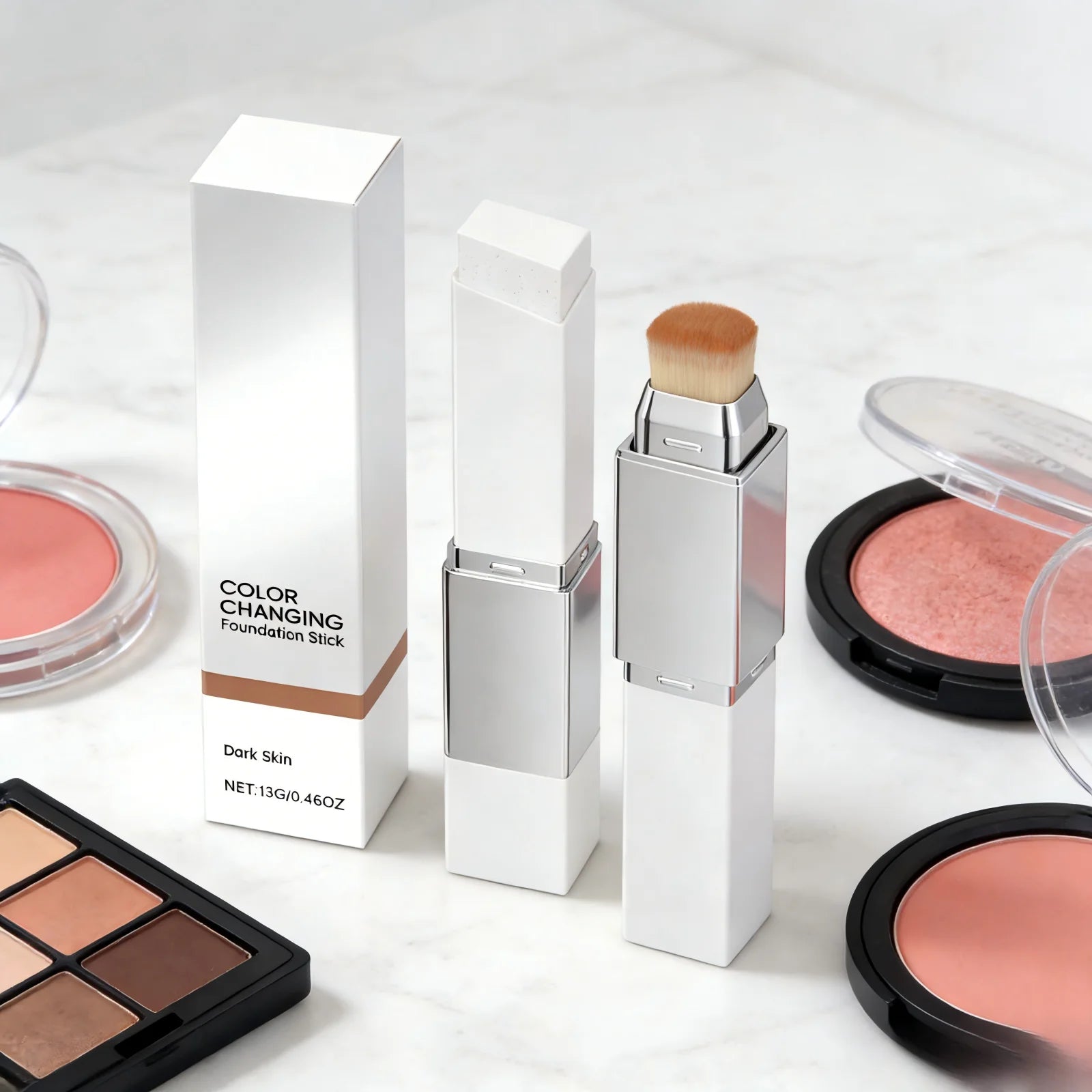Color Changing Foundation Stick Waterproof Sweatproof Lightening Full Coverage Concealer 2 in 1 Stick Foundation Makeup Brushes mbzr