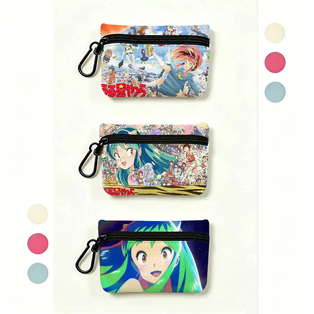 Classic Romantic Anime U-Urusei Y-Yatsura Oxford Coin Wallet Detachable Carabiner Hook Compact Storage Bag For Outdoor Shopping