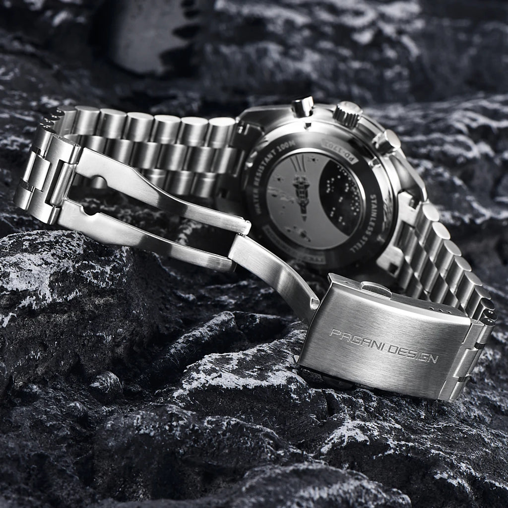 PAGANI DESIGN 2026 New Moon Luxury Quartz Watch For Men Sports Chronograph AR Sapphire crystal Luminous  leisure Wrist watch For Men Local delivery