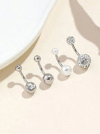 4pcs Fashion Cubic Zirconia Belly Button Rings Set For Women Body Piercing Party Jewelry