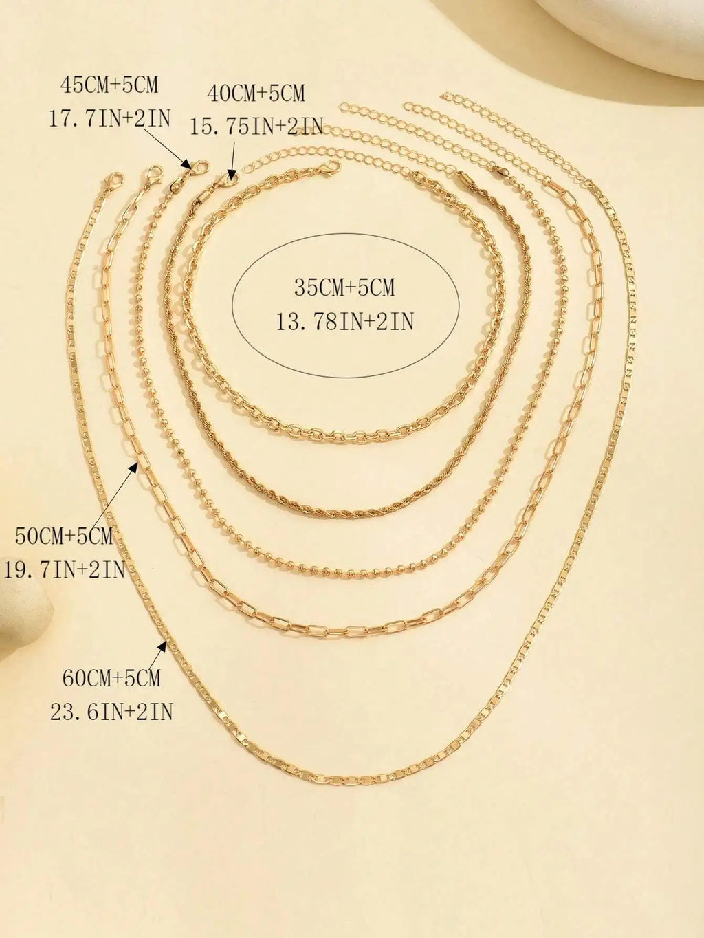 5pcs/Set Simple Braided Bead Chain Necklaces, Gold Tone, Layered Pendant Necklace Set For Women Daily And Party Wear mbzr