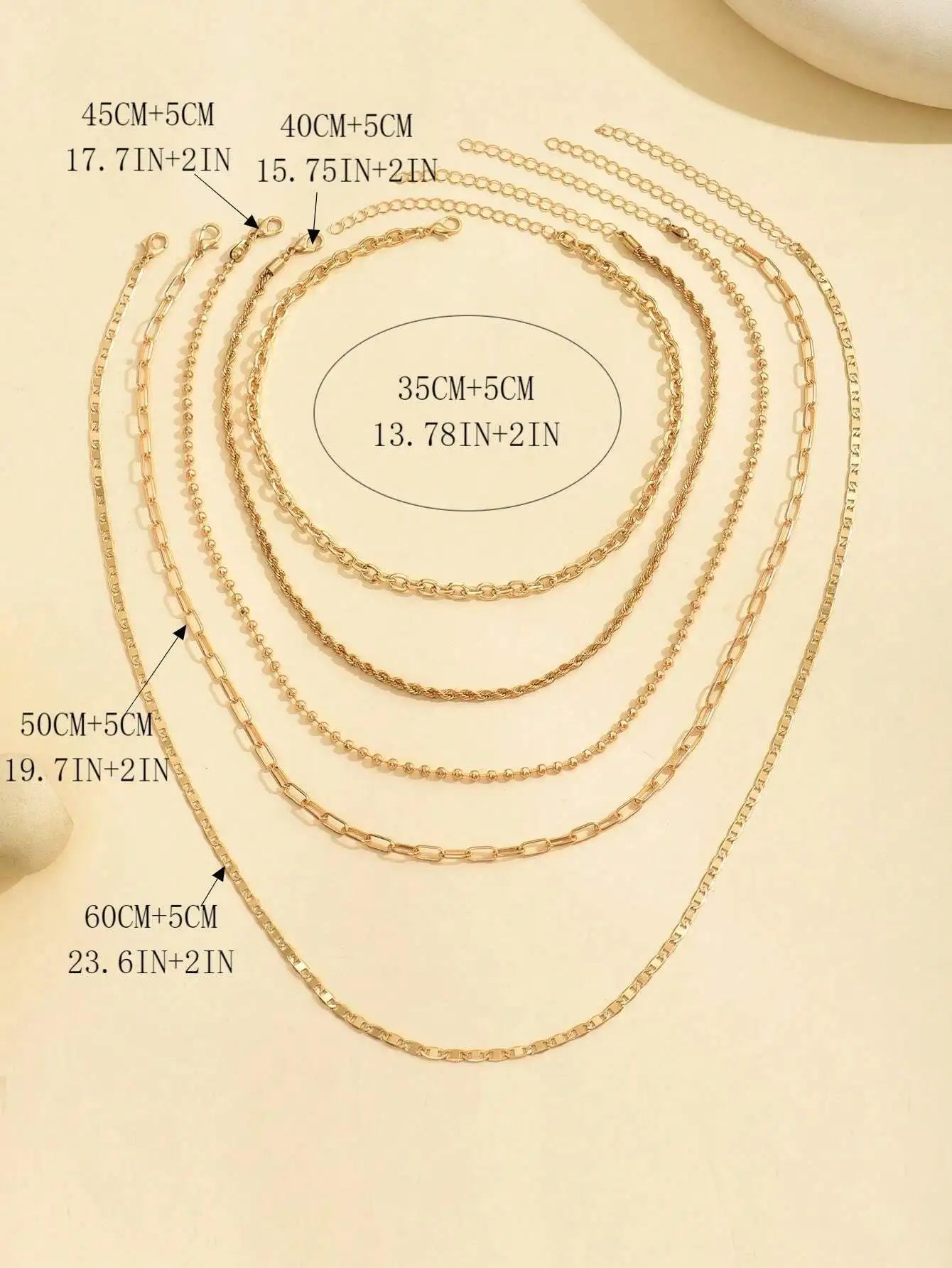 5pcs/Set Simple Braided Bead Chain Necklaces, Gold Tone, Layered Pendant Necklace Set For Women Daily And Party Wear mbzr