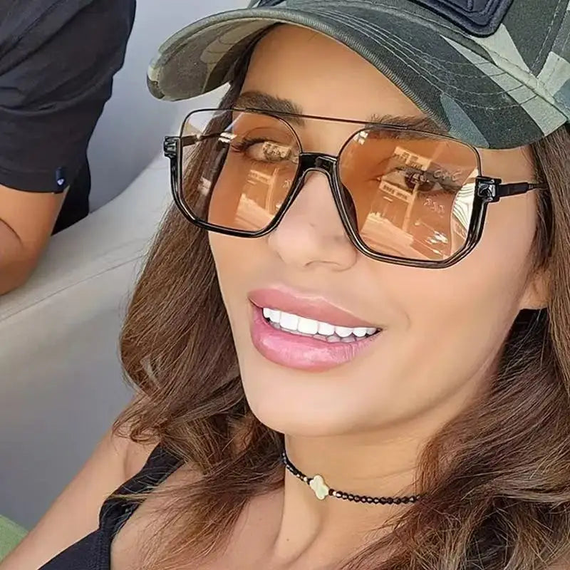 2026 New Man Woman Sun Glasses High Quality UV400 Sunglasses Unisex Double Beam Design Half-Frame Sunnies Fashion Versatile Shade Square large Frame Sunglasses