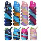Outdoor Sports Silicone Foldable Water Bottle For Camouflage Creative Travel Reusable Leakproof Water Bottle With Carabiner mbzr