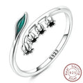 Lily Flower Mouth Ring Plant Series Elegant Minimalist 925 Silver Fine Jewelry mbzr
