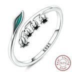 Lily Flower Mouth Ring Plant Series Elegant Minimalist 925 Silver Fine Jewelry mbzr