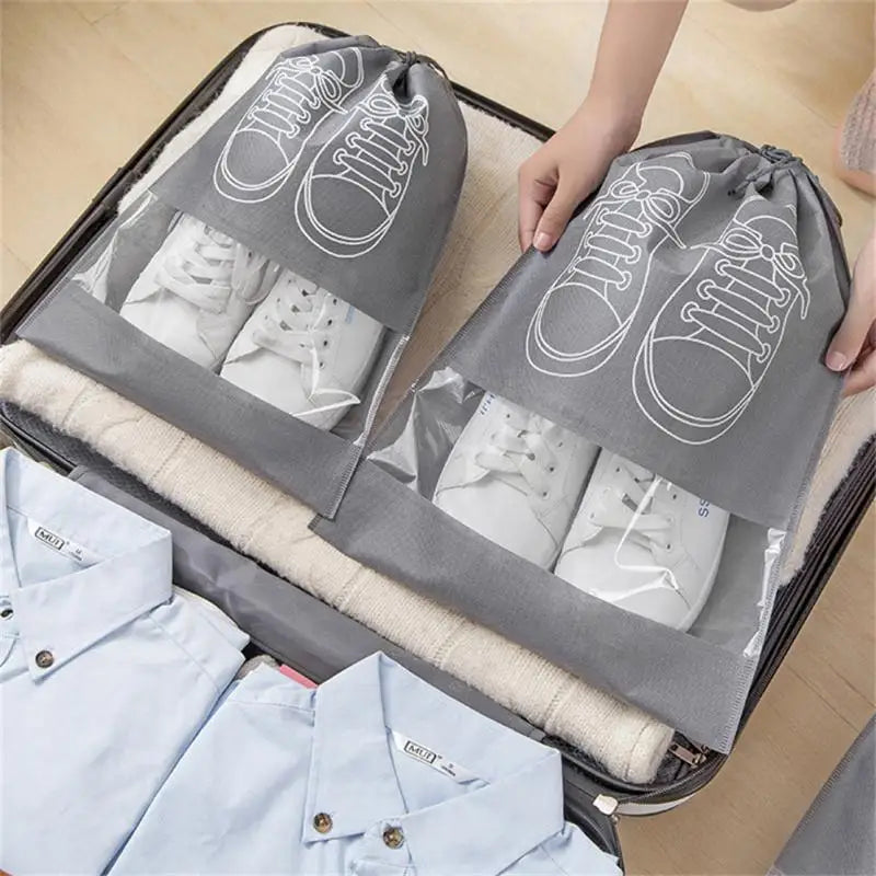 5/10pcs Shoes Storage Bag Closet Organizer Non Woven Travel Portable Bag Waterproof Pocket Clothing Classified Draw Hanging Bag mbzr