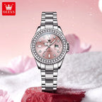 OLEVS 9945 Luxury Women Original Quartz Movement Watch Diamond Scale Stainless Steel Bracelet Luminous Function 30M Waterproof Watch mbzr