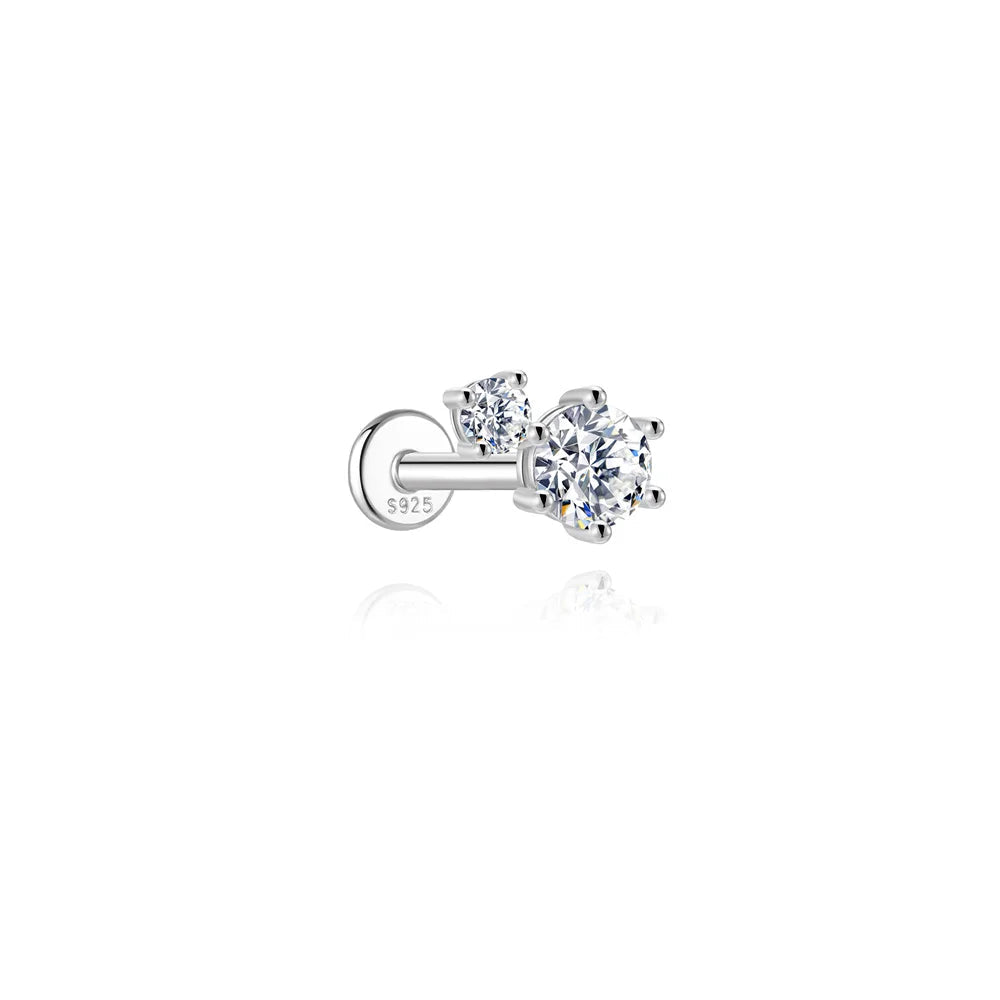 ROXI Moissanite 925 Sterling Silver Flower Tassel for Women Flat Back Piercing Earring Stud Helix Star Earring Fine Jewelry Gift mbzr