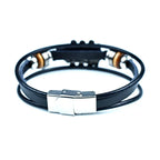 Guitar Headstock Leather Wrap Bracelet for Men Women, Vintage Multi Layer Black PU Leather Wooden Bead Music Note Cuff Wristband, Rock Punk Music Lover Jewelry Gift for Concert Birthday Daily Party